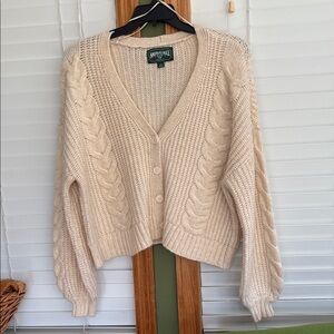 Women's Beige Cable Knit Cardigan